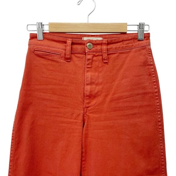 Madewell Slim Emmett Wide Leg Crop Pants Warm Nutmeg Rust Cotton Size 24 | 00 - Picture 5 of 12